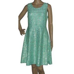Christian Siriano Dress Womens Size Large Mint Green gold textured skater tank